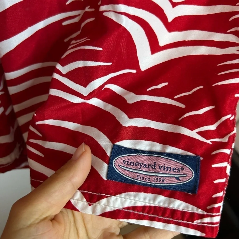 Vineyard Vines Red Wave Swim Trunks